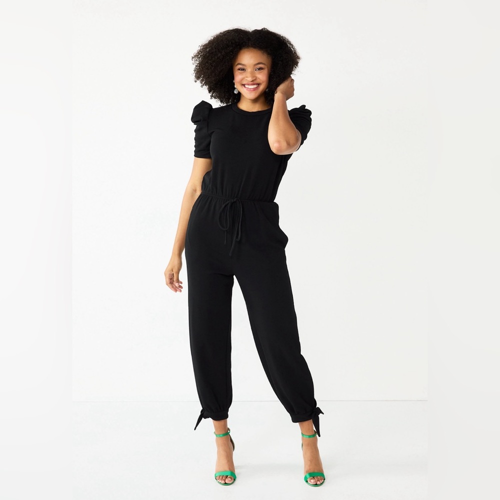 Juniors' Speechless Cinched Ankle-Tie Jumpsuit